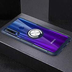 Silikon Hülle Handyhülle Ultradünn Schutzhülle Tasche Durchsichtig Transparent mit Magnetisch Fingerring Ständer C02 für Huawei Honor 20E Blau