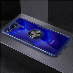 Silikon Hülle Handyhülle Ultradünn Schutzhülle Tasche Durchsichtig Transparent mit Magnetisch Fingerring Ständer C02 für Huawei Honor View 20 Hellblau