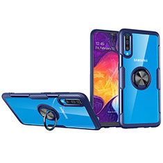 Silikon Hülle Handyhülle Ultradünn Schutzhülle Tasche Durchsichtig Transparent mit Magnetisch Fingerring Ständer C02 für Samsung Galaxy A90 5G Blau