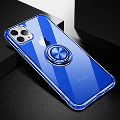 Silikon Hülle Handyhülle Ultradünn Schutzhülle Tasche Durchsichtig Transparent mit Magnetisch Fingerring Ständer C03 für Apple iPhone 11 Pro Blau