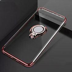 Silikon Hülle Handyhülle Ultradünn Schutzhülle Tasche Durchsichtig Transparent mit Magnetisch Fingerring Ständer S01 für Oppo A71 Rosegold
