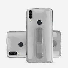 Silikon Hülle Handyhülle Ultradünn Schutzhülle Tasche Durchsichtig Transparent mit Ständer S01 für Huawei Nova 3e Grau