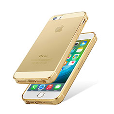 Silikon Hülle Handyhülle Ultradünn Tasche Durchsichtig Transparent HT01 für Apple iPhone 5S Gold