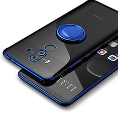 Silikon Hülle Handyhülle Ultradünn Tasche Durchsichtig Transparent mit Fingerring Ständer für Huawei Mate 10 Pro Blau