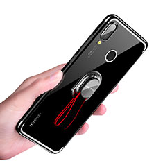 Silikon Hülle Handyhülle Ultradünn Tasche Durchsichtig Transparent mit Fingerring Ständer für Huawei Nova 3e Schwarz