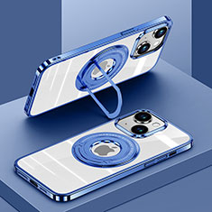 Silikon Hülle Handyhülle Ultradünn Tasche mit Mag-Safe Magnetic Magnetisch Durchsichtig Transparent AC1 für Apple iPhone 14 Blau