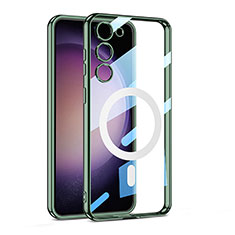 Silikon Hülle Handyhülle Ultradünn Tasche mit Mag-Safe Magnetic Magnetisch Durchsichtig Transparent AC1 für Samsung Galaxy S21 5G Grün