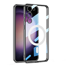 Silikon Hülle Handyhülle Ultradünn Tasche mit Mag-Safe Magnetic Magnetisch Durchsichtig Transparent AC1 für Samsung Galaxy S22 5G Schwarz