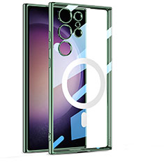 Silikon Hülle Handyhülle Ultradünn Tasche mit Mag-Safe Magnetic Magnetisch Durchsichtig Transparent AC1 für Samsung Galaxy S23 Ultra 5G Grün