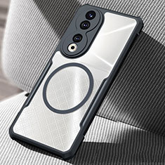 Silikon Hülle Handyhülle Ultradünn Tasche mit Mag-Safe Magnetic Magnetisch Durchsichtig Transparent für Huawei Honor 90 5G Schwarz