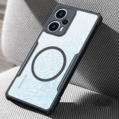 Silikon Hülle Handyhülle Ultradünn Tasche mit Mag-Safe Magnetic Magnetisch Durchsichtig Transparent für Xiaomi Poco F5 5G Schwarz