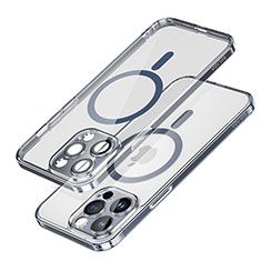 Silikon Hülle Handyhülle Ultradünn Tasche mit Mag-Safe Magnetic Magnetisch Durchsichtig Transparent LD1 für Apple iPhone 14 Pro Max Blau