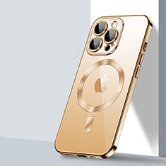 Silikon Hülle Handyhülle Ultradünn Tasche mit Mag-Safe Magnetic Magnetisch Durchsichtig Transparent LD2 für Apple iPhone 13 Pro Gold