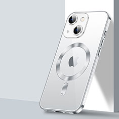 Silikon Hülle Handyhülle Ultradünn Tasche mit Mag-Safe Magnetic Magnetisch Durchsichtig Transparent LD2 für Apple iPhone 13 Silber