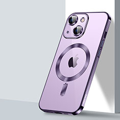 Silikon Hülle Handyhülle Ultradünn Tasche mit Mag-Safe Magnetic Magnetisch Durchsichtig Transparent LD2 für Apple iPhone 14 Violett