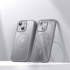 Silikon Hülle Handyhülle Ultradünn Tasche mit Mag-Safe Magnetic Magnetisch Durchsichtig Transparent LD4 für Apple iPhone 14 Plus Grau