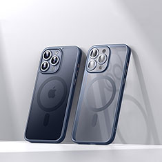 Silikon Hülle Handyhülle Ultradünn Tasche mit Mag-Safe Magnetic Magnetisch Durchsichtig Transparent LD4 für Apple iPhone 14 Pro Blau