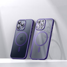 Silikon Hülle Handyhülle Ultradünn Tasche mit Mag-Safe Magnetic Magnetisch Durchsichtig Transparent LD4 für Apple iPhone 14 Pro Violett
