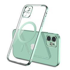 Silikon Hülle Handyhülle Ultradünn Tasche mit Mag-Safe Magnetic Magnetisch Durchsichtig Transparent M01 für Apple iPhone 12 Mini Minzgrün