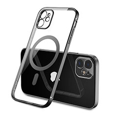 Silikon Hülle Handyhülle Ultradünn Tasche mit Mag-Safe Magnetic Magnetisch Durchsichtig Transparent M01 für Apple iPhone 12 Mini Schwarz