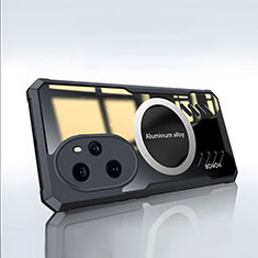 Silikon Hülle Handyhülle Ultradünn Tasche mit Mag-Safe Magnetic Magnetisch Durchsichtig Transparent P02 für Huawei Honor 100 Pro 5G Schwarz