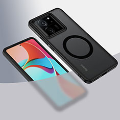 Silikon Hülle Handyhülle Ultradünn Tasche mit Mag-Safe Magnetic Magnetisch Durchsichtig Transparent QK1 für Xiaomi Mi 13T Pro 5G Schwarz