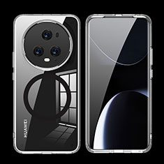 Silikon Hülle Handyhülle Ultradünn Tasche mit Mag-Safe Magnetic Magnetisch Durchsichtig Transparent QK2 für Huawei Honor Magic5 Pro 5G Schwarz