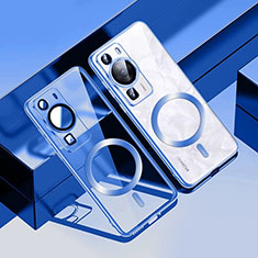 Silikon Hülle Handyhülle Ultradünn Tasche mit Mag-Safe Magnetic Magnetisch Durchsichtig Transparent S01 für Huawei P60 Blau