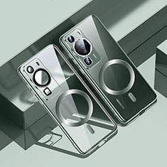 Silikon Hülle Handyhülle Ultradünn Tasche mit Mag-Safe Magnetic Magnetisch Durchsichtig Transparent S01 für Huawei P60 Pro Grün