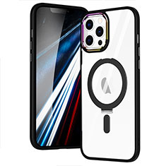 Silikon Hülle Handyhülle Ultradünn Tasche mit Mag-Safe Magnetic Magnetisch Durchsichtig Transparent SD1 für Apple iPhone 12 Pro Max Schwarz