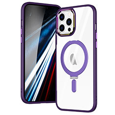 Silikon Hülle Handyhülle Ultradünn Tasche mit Mag-Safe Magnetic Magnetisch Durchsichtig Transparent SD1 für Apple iPhone 12 Pro Max Violett