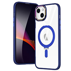 Silikon Hülle Handyhülle Ultradünn Tasche mit Mag-Safe Magnetic Magnetisch Durchsichtig Transparent SD1 für Apple iPhone 15 Blau