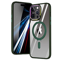 Silikon Hülle Handyhülle Ultradünn Tasche mit Mag-Safe Magnetic Magnetisch Durchsichtig Transparent SD1 für Apple iPhone 15 Pro Grün