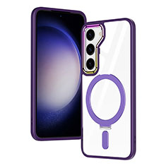Silikon Hülle Handyhülle Ultradünn Tasche mit Mag-Safe Magnetic Magnetisch Durchsichtig Transparent SD1 für Samsung Galaxy S21 5G Violett