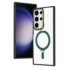 Silikon Hülle Handyhülle Ultradünn Tasche mit Mag-Safe Magnetic Magnetisch Durchsichtig Transparent SD1 für Samsung Galaxy S21 Ultra 5G Grün