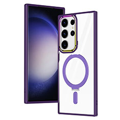 Silikon Hülle Handyhülle Ultradünn Tasche mit Mag-Safe Magnetic Magnetisch Durchsichtig Transparent SD1 für Samsung Galaxy S23 Ultra 5G Violett