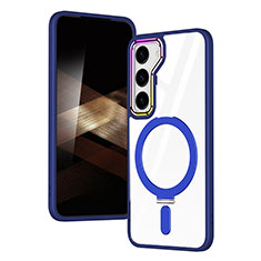 Silikon Hülle Handyhülle Ultradünn Tasche mit Mag-Safe Magnetic Magnetisch Durchsichtig Transparent SD1 für Samsung Galaxy S24 5G Blau