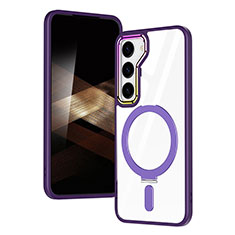 Silikon Hülle Handyhülle Ultradünn Tasche mit Mag-Safe Magnetic Magnetisch Durchsichtig Transparent SD1 für Samsung Galaxy S24 Plus 5G Violett