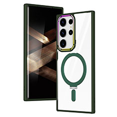 Silikon Hülle Handyhülle Ultradünn Tasche mit Mag-Safe Magnetic Magnetisch Durchsichtig Transparent SD1 für Samsung Galaxy S24 Ultra 5G Grün