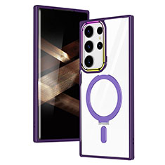 Silikon Hülle Handyhülle Ultradünn Tasche mit Mag-Safe Magnetic Magnetisch Durchsichtig Transparent SD1 für Samsung Galaxy S24 Ultra 5G Violett