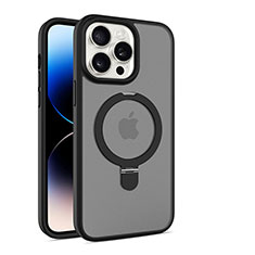 Silikon Hülle Handyhülle Ultradünn Tasche mit Mag-Safe Magnetic Magnetisch Durchsichtig Transparent T02 für Apple iPhone 14 Pro Max Schwarz