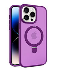 Silikon Hülle Handyhülle Ultradünn Tasche mit Mag-Safe Magnetic Magnetisch Durchsichtig Transparent T02 für Apple iPhone 14 Pro Max Violett