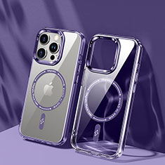 Silikon Hülle Handyhülle Ultradünn Tasche mit Mag-Safe Magnetic Magnetisch Durchsichtig Transparent TB1 für Apple iPhone 13 Pro Max Violett