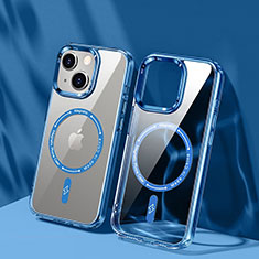 Silikon Hülle Handyhülle Ultradünn Tasche mit Mag-Safe Magnetic Magnetisch Durchsichtig Transparent TB1 für Apple iPhone 14 Blau