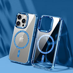 Silikon Hülle Handyhülle Ultradünn Tasche mit Mag-Safe Magnetic Magnetisch Durchsichtig Transparent TB1 für Apple iPhone 14 Pro Max Blau