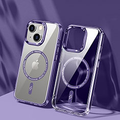 Silikon Hülle Handyhülle Ultradünn Tasche mit Mag-Safe Magnetic Magnetisch Durchsichtig Transparent TB1 für Apple iPhone 14 Violett
