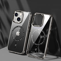 Silikon Hülle Handyhülle Ultradünn Tasche mit Mag-Safe Magnetic Magnetisch Durchsichtig Transparent TB1 für Apple iPhone 15 Plus Grau