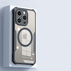 Silikon Hülle Handyhülle Ultradünn Tasche mit Mag-Safe Magnetic Magnetisch Durchsichtig Transparent X02D für Apple iPhone 13 Pro Max Schwarz