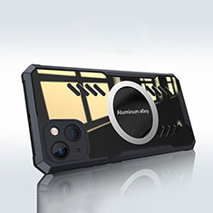 Silikon Hülle Handyhülle Ultradünn Tasche mit Mag-Safe Magnetic Magnetisch Durchsichtig Transparent XD1 für Apple iPhone 14 Plus Schwarz