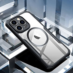 Silikon Hülle Handyhülle Ultradünn Tasche mit Mag-Safe Magnetic Magnetisch Durchsichtig Transparent XD5 für Apple iPhone 13 Pro Schwarz